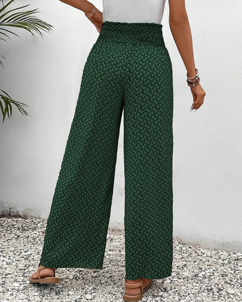 Luchtige wijde zomerbroek van viscose met geometrische print – Dames