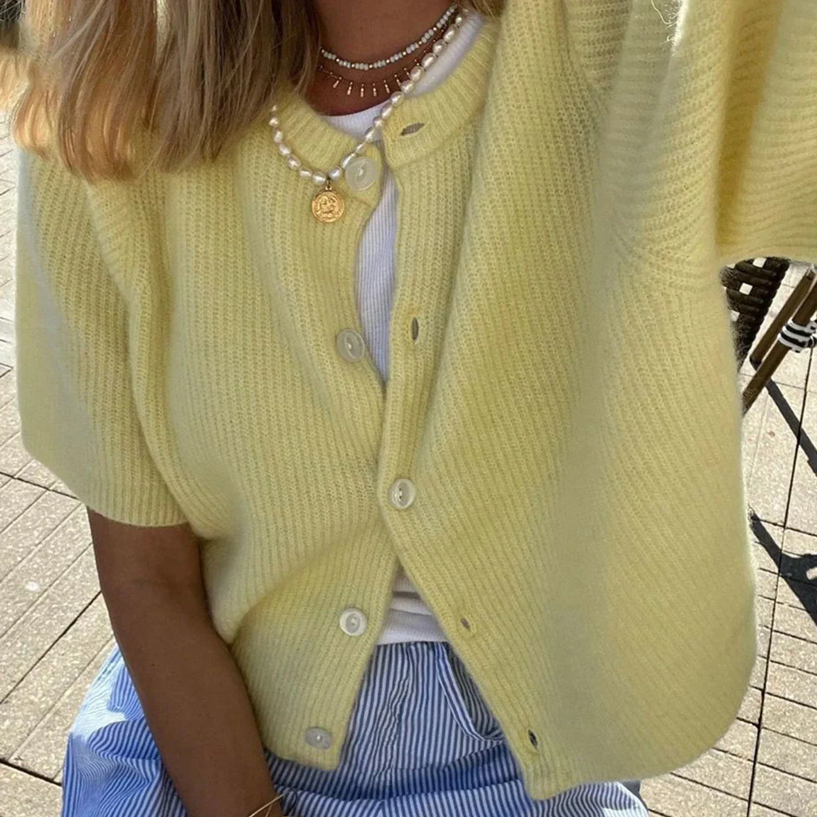 Stijlvol streetwear vest met korte mouwen en ronde hals – Dames