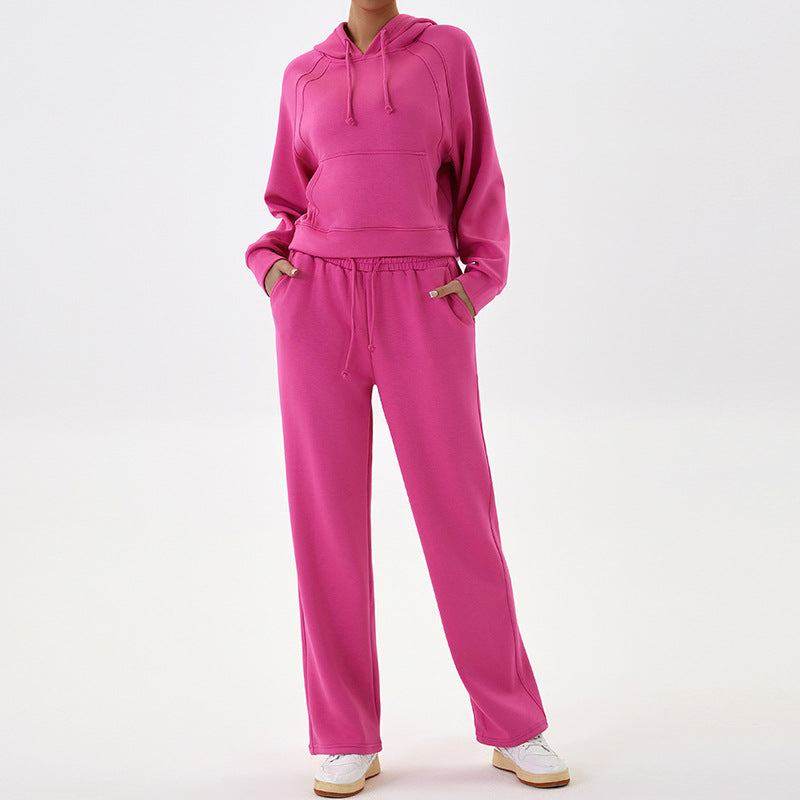 Zachte loungewear herfst set met hoodie en rechte broek – Dames
