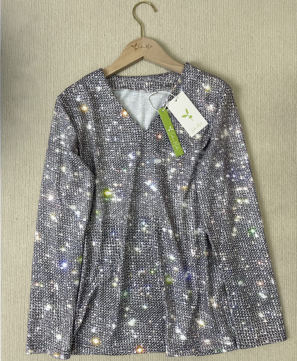 Glitter blouse met lange mouwen en glamoureus design – Dames