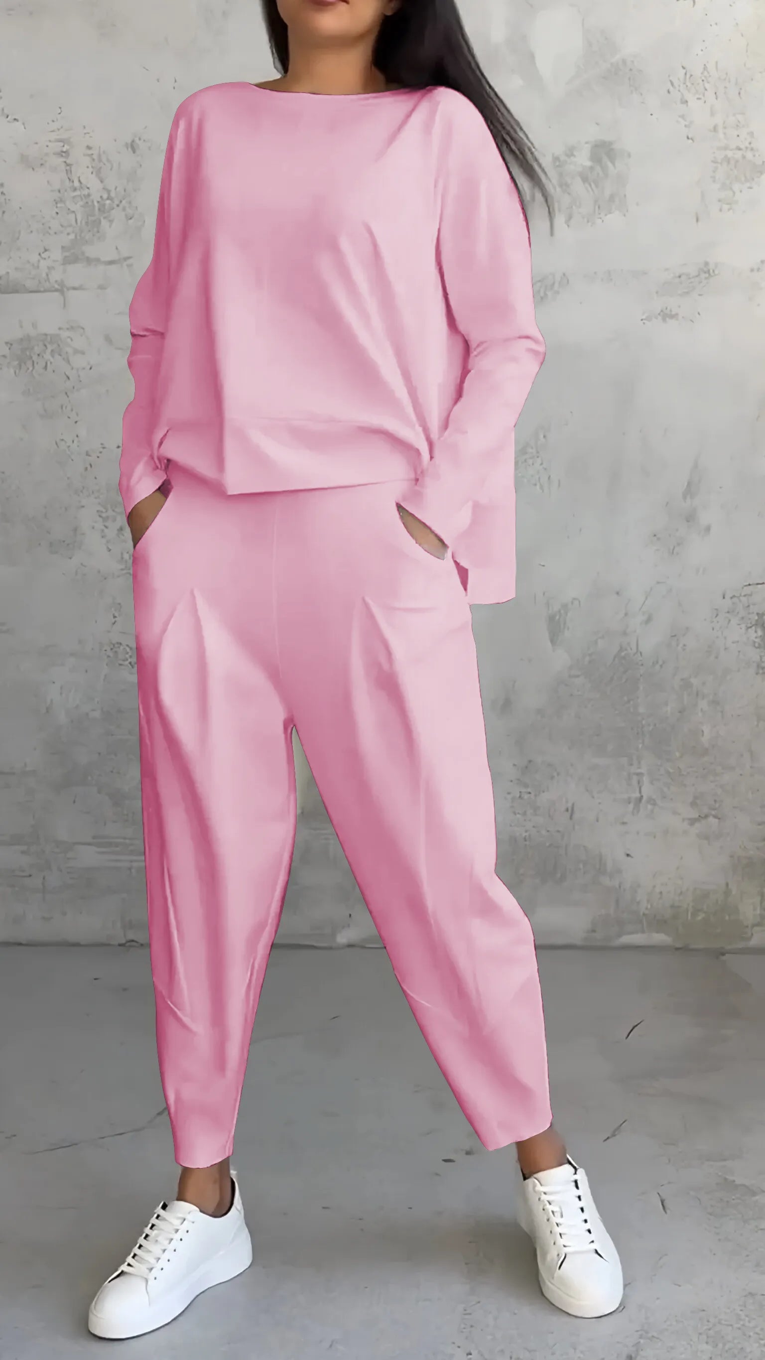 Loungewear set met lange mouwen en harem broek – Dames