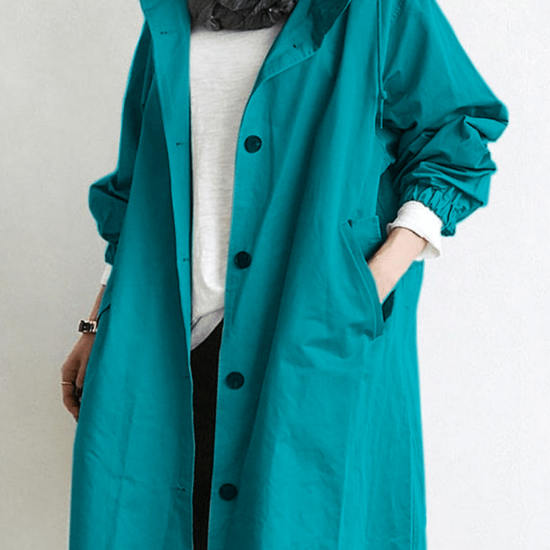 Lange waterdichte trenchcoat met elegante pasvorm – Dames