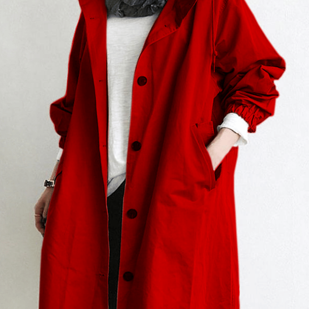 Lange waterdichte trenchcoat met elegante pasvorm – Dames