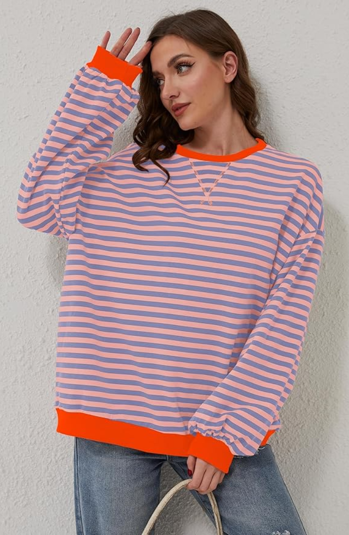 Comfortabele herfst pullover met casual streepdesign – Dames