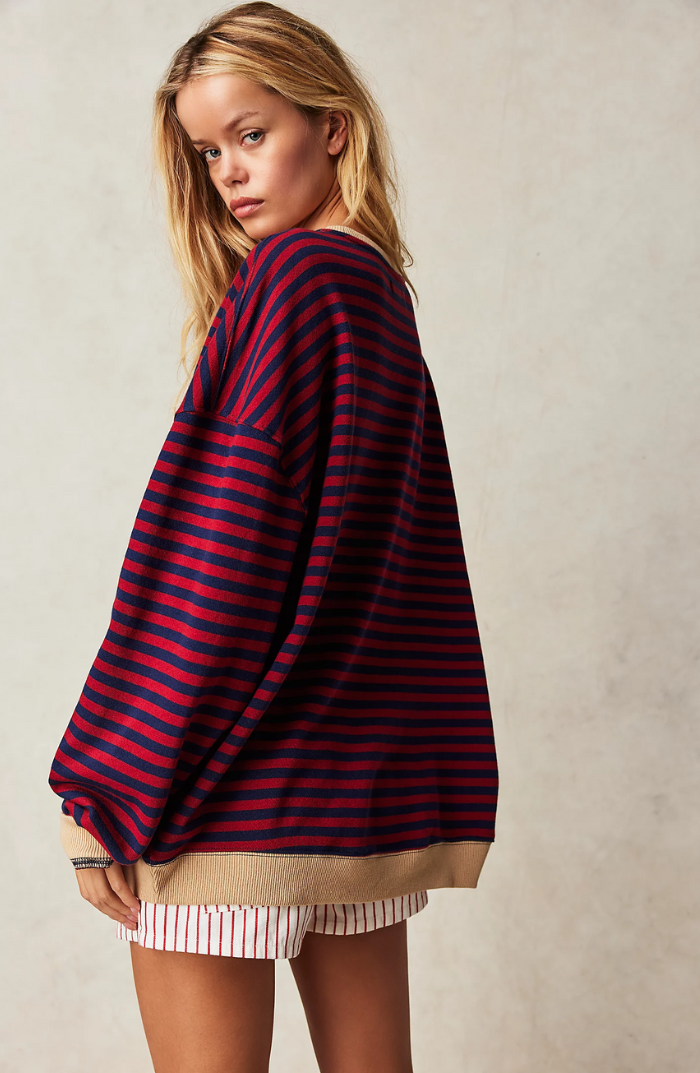 Comfortabele herfst pullover met casual streepdesign – Dames