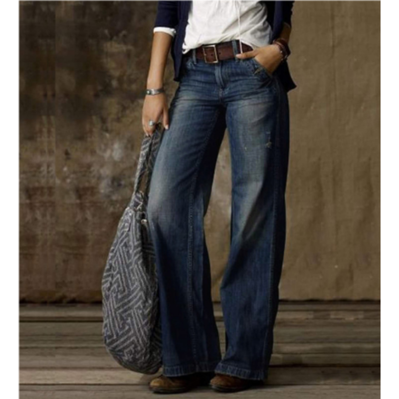 Vintage wijde jeans met hoge taille – Dames