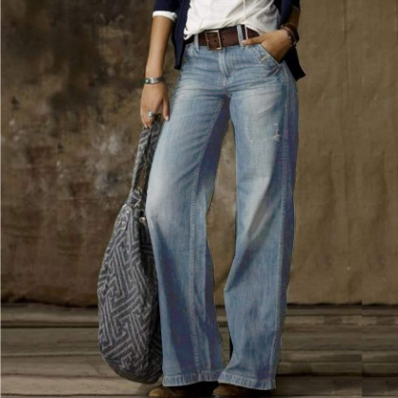 Vintage wijde jeans met hoge taille – Dames