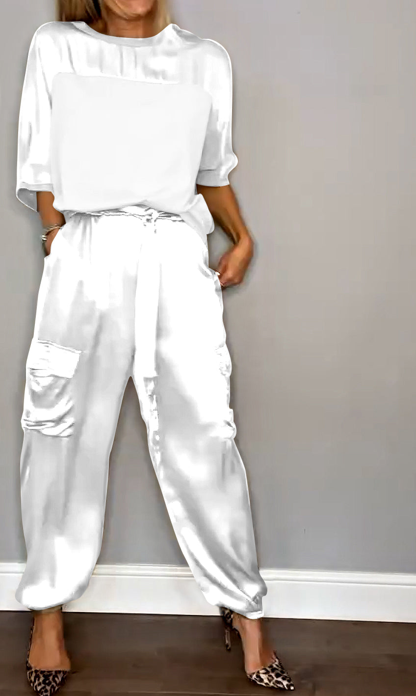 Comfortabele zomer set met korte mouwen en elegante pasvorm – Dames