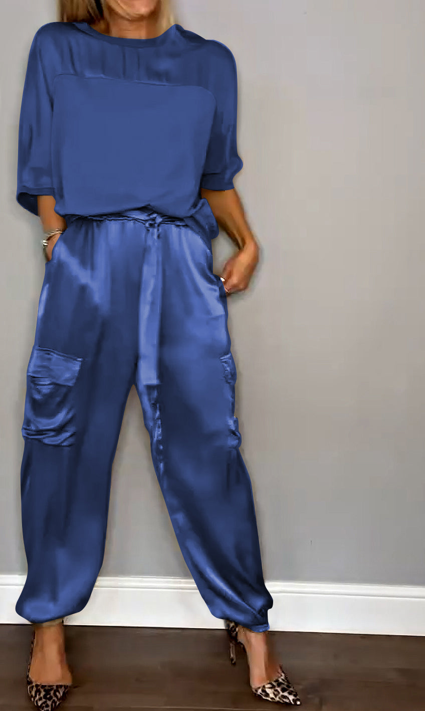 Comfortabele zomer set met korte mouwen en elegante pasvorm – Dames