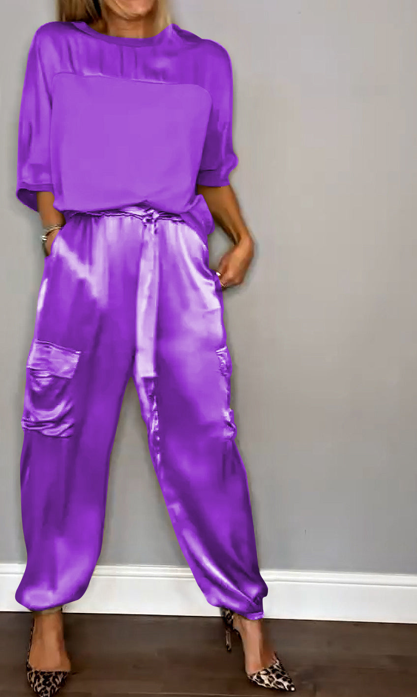 Comfortabele zomer set met korte mouwen en elegante pasvorm – Dames