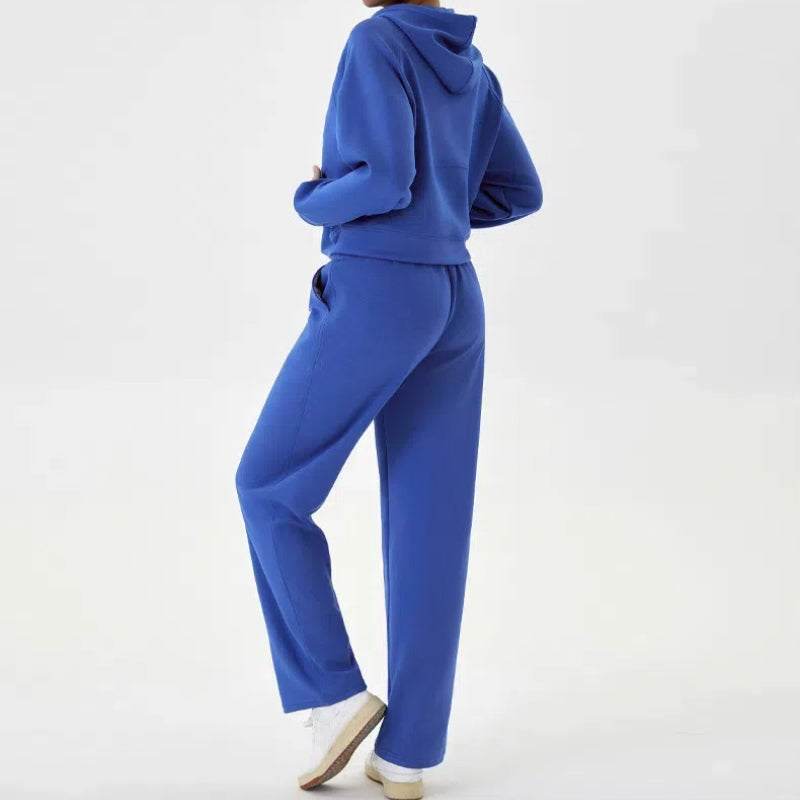 Zachte loungewear herfst set met hoodie en rechte broek – Dames