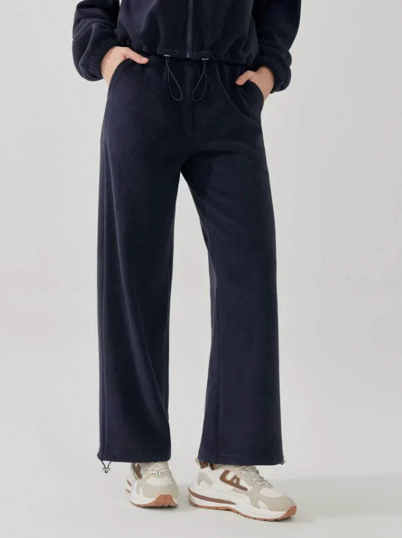 Zachte loungebroek voor de herfst met wijde pijpen en verstelbare taille – Dames
