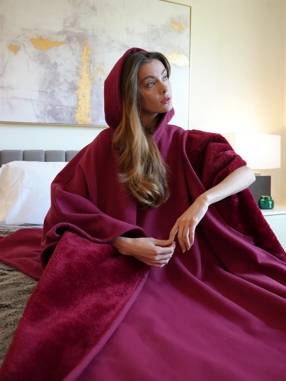 Wijde hoodie blanket van zachte fleece voor ultiem comfort – Dames