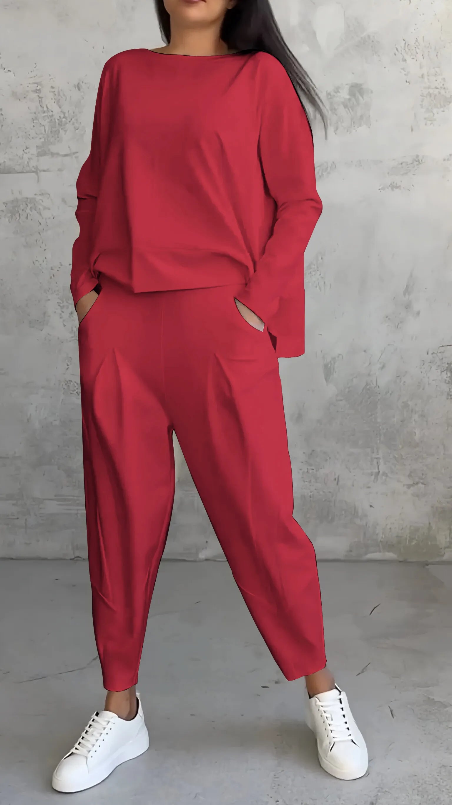 Loungewear set met lange mouwen en harem broek – Dames