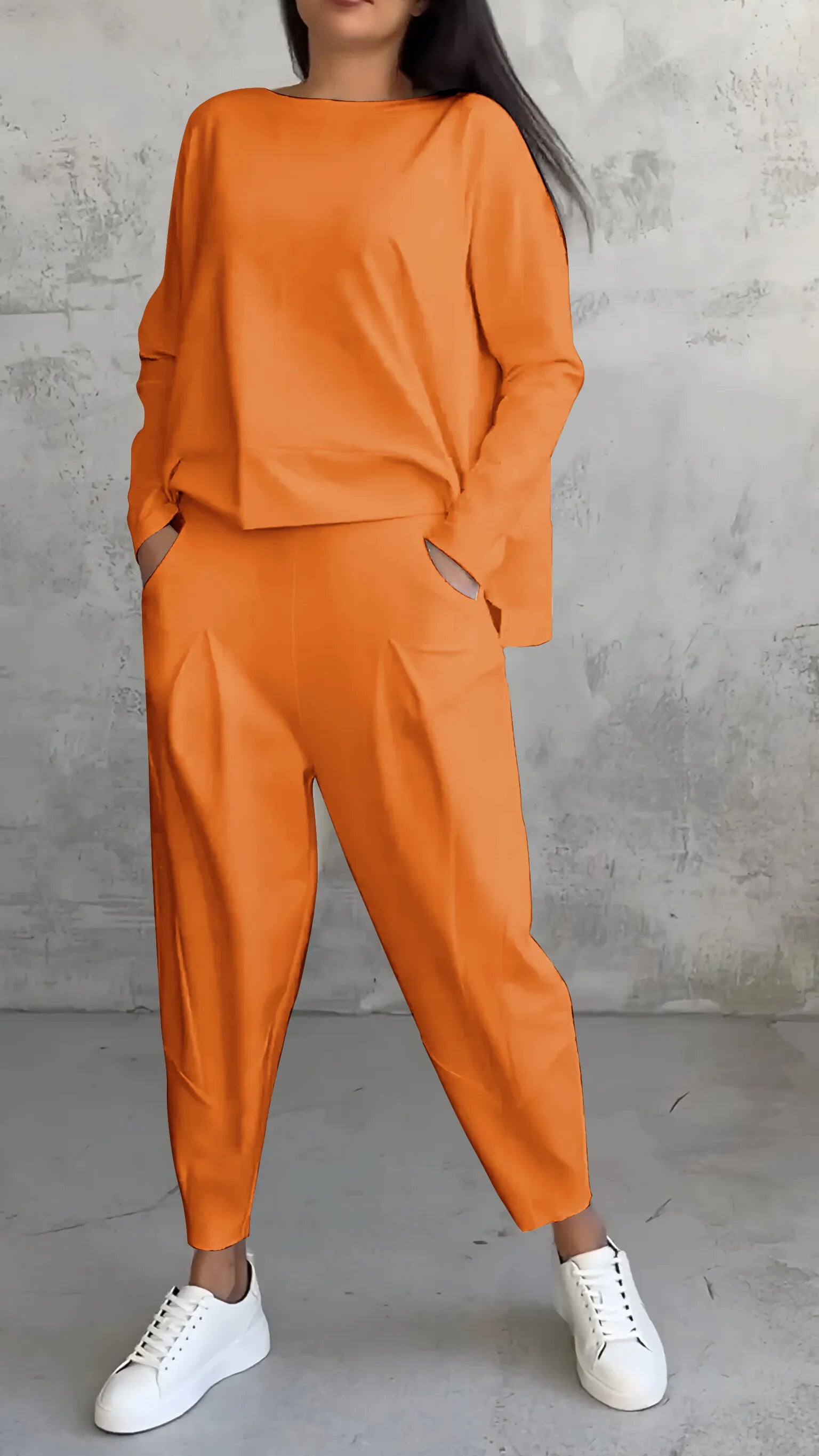 Loungewear set met lange mouwen en harem broek – Dames