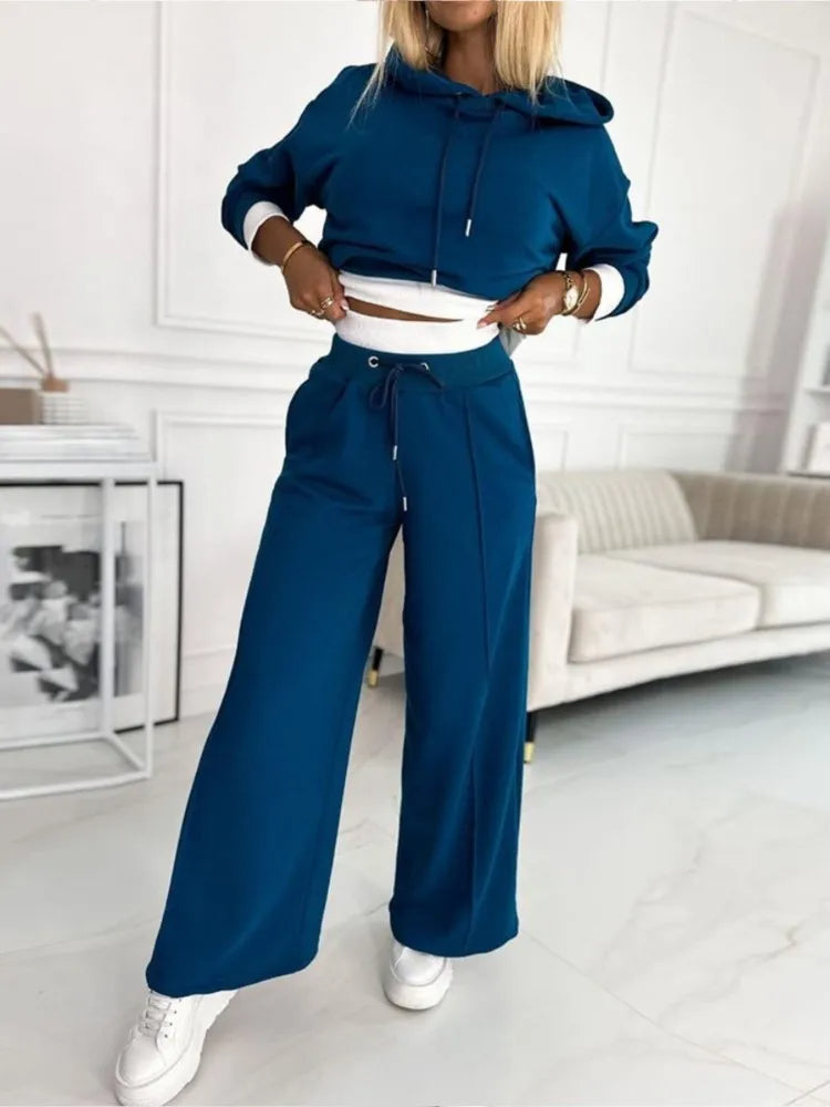 Lounge set met hoodie en wijde broek – Dames
