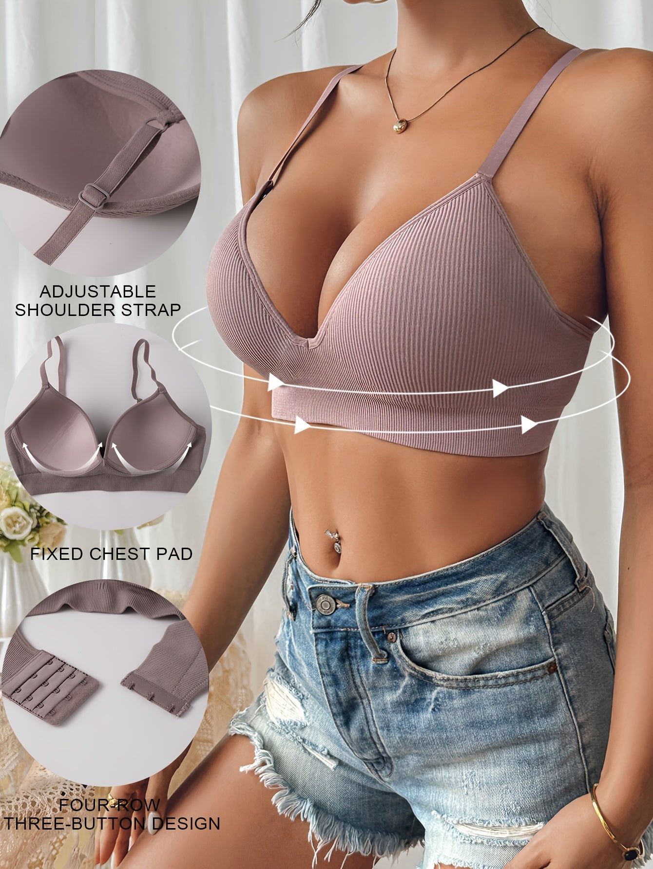 Comfortabele slim fit push-up bh met antislip - Dames