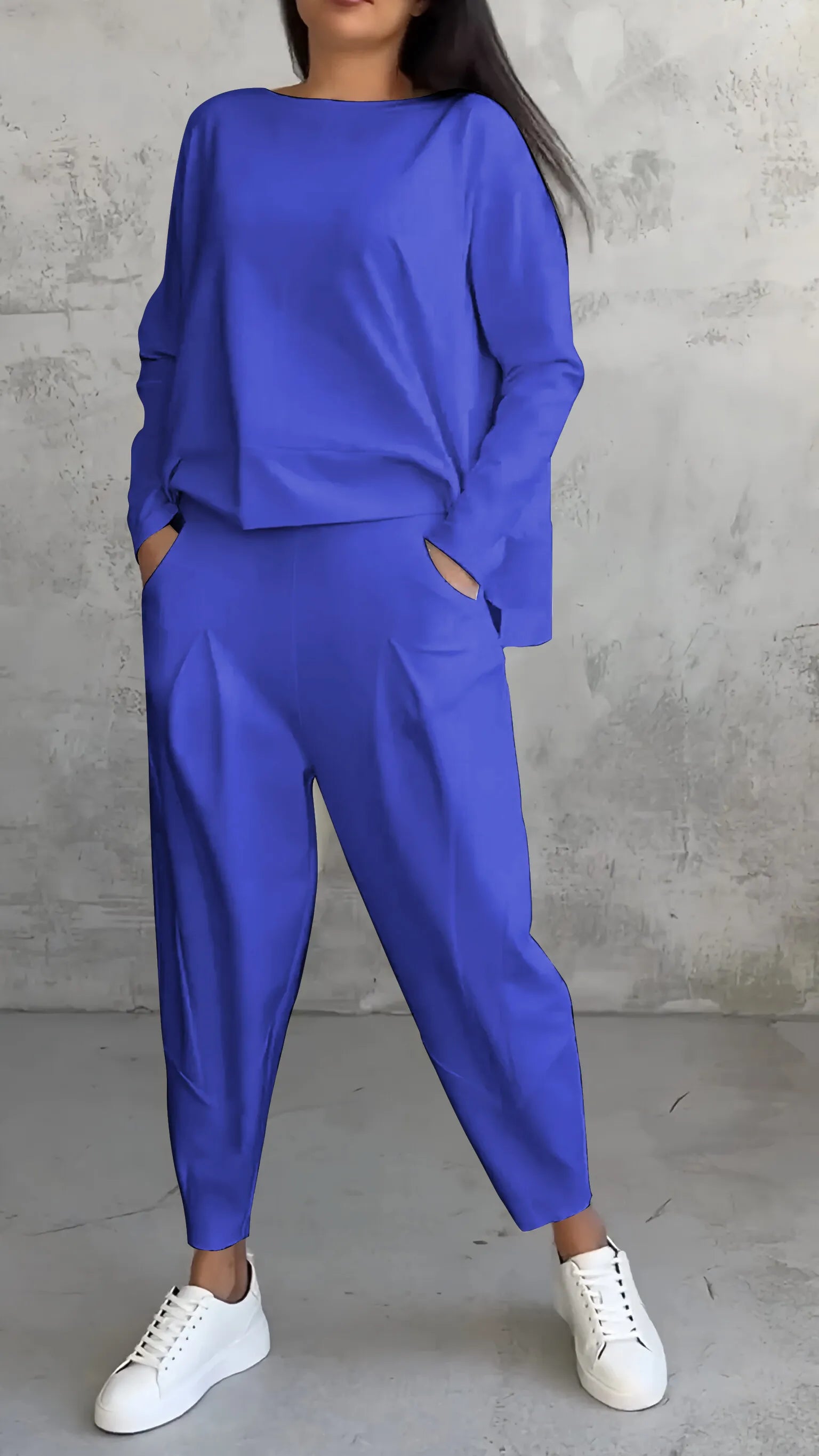 Loungewear set met lange mouwen en harem broek – Dames