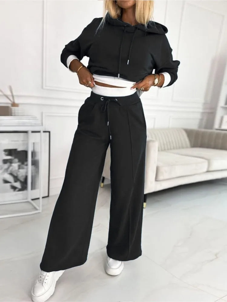 Lounge set met hoodie en wijde broek – Dames