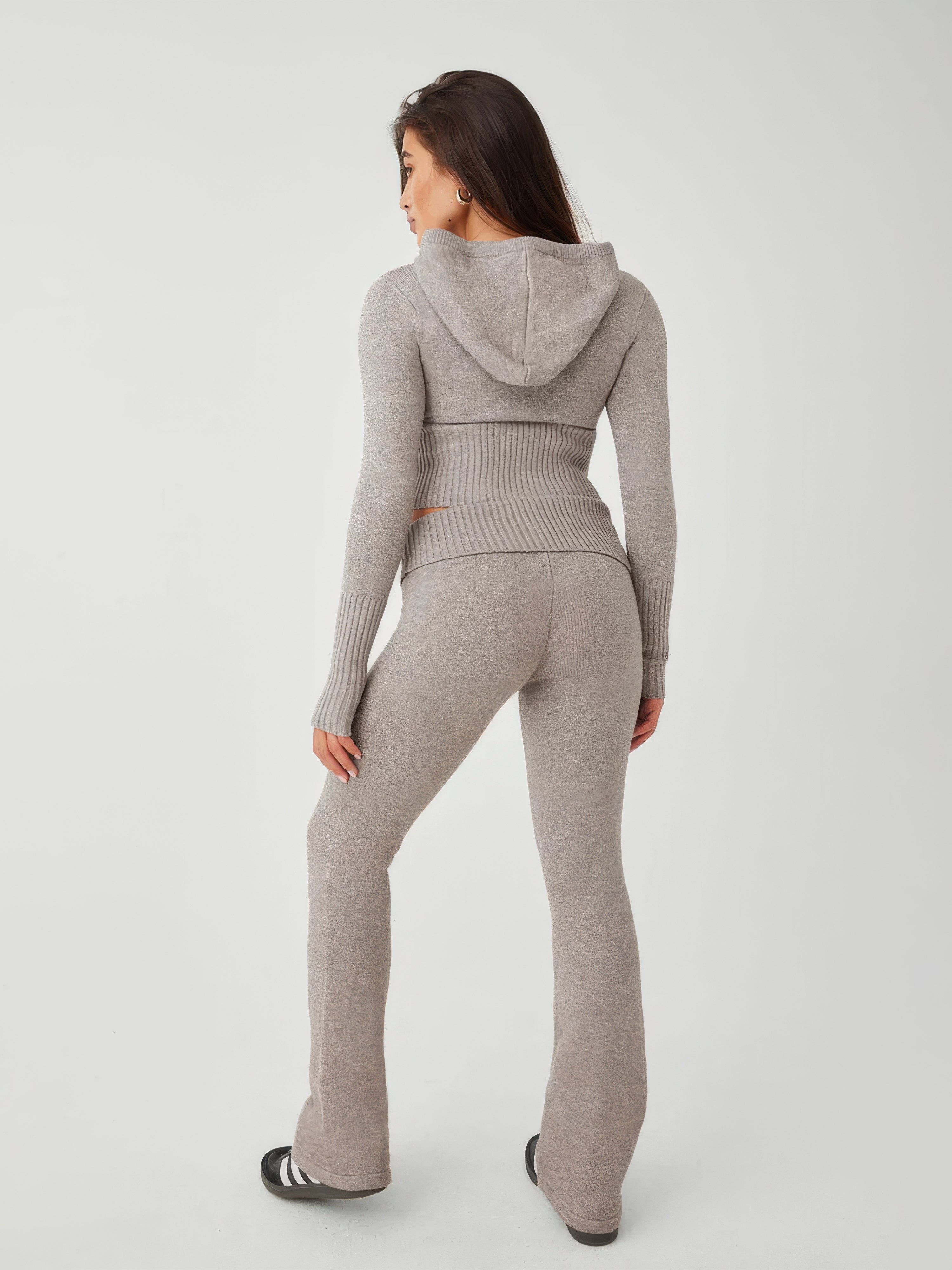 Comfortabele set van warme stof met rits - Dames