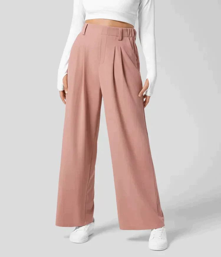 Elegante wijde pantalon met hoge taille - Dames