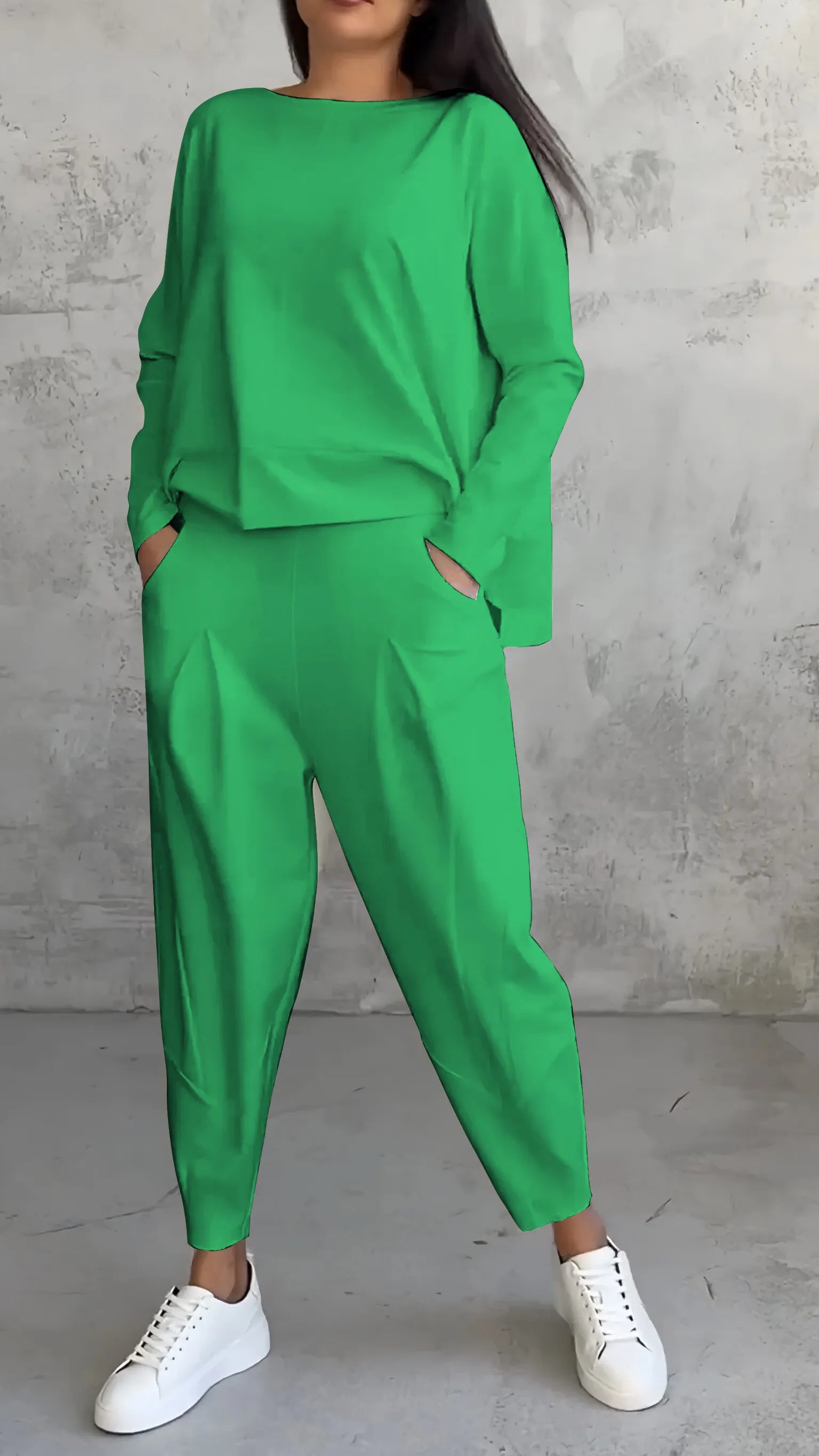 Loungewear set met lange mouwen en harem broek – Dames