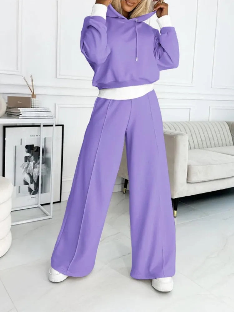 Lounge set met hoodie en wijde broek – Dames