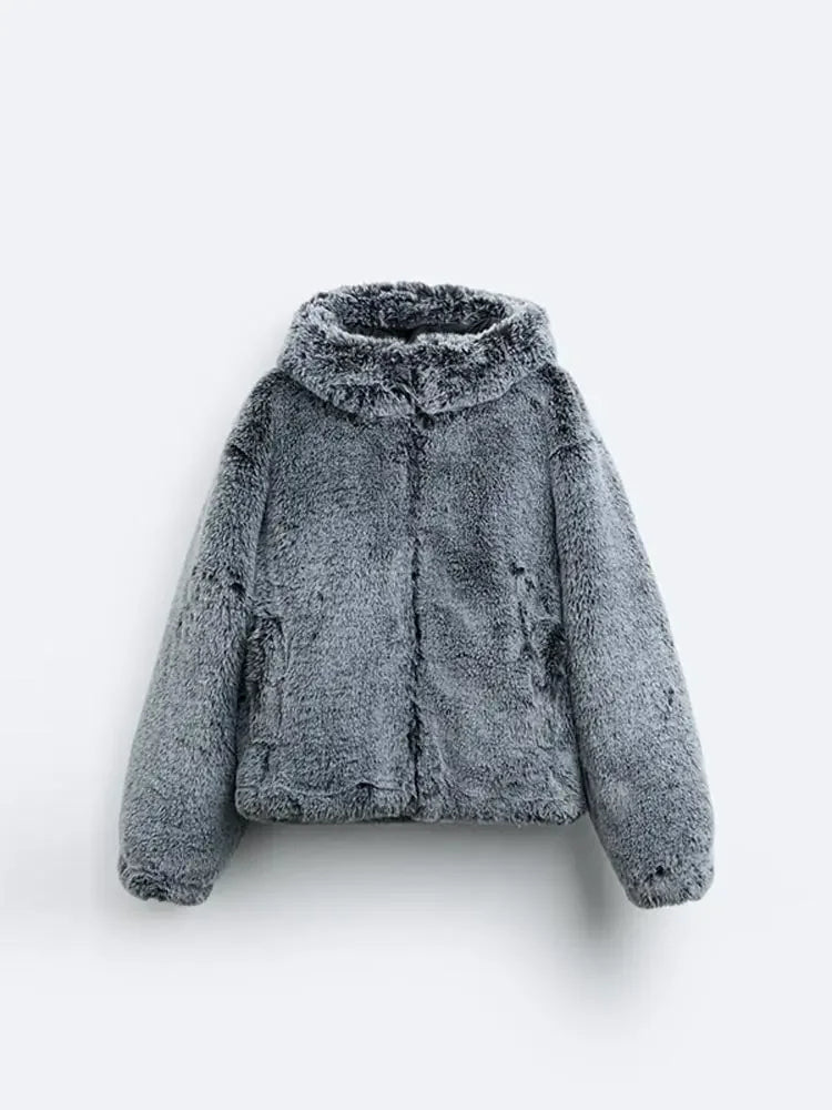 Luxe teddy winterjas met buitenbont en flatterende pasvorm – Dames