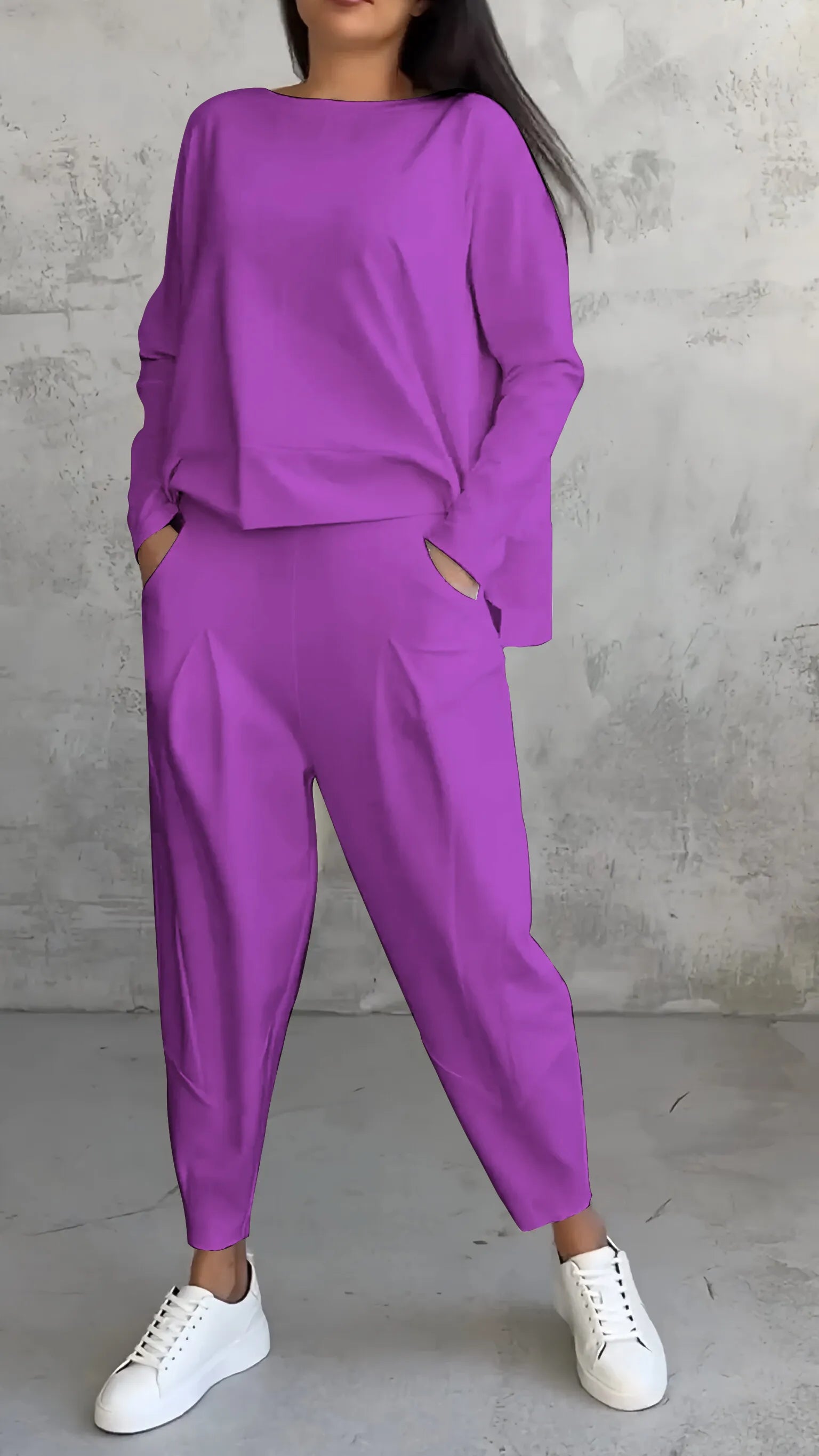 Loungewear set met lange mouwen en harem broek – Dames