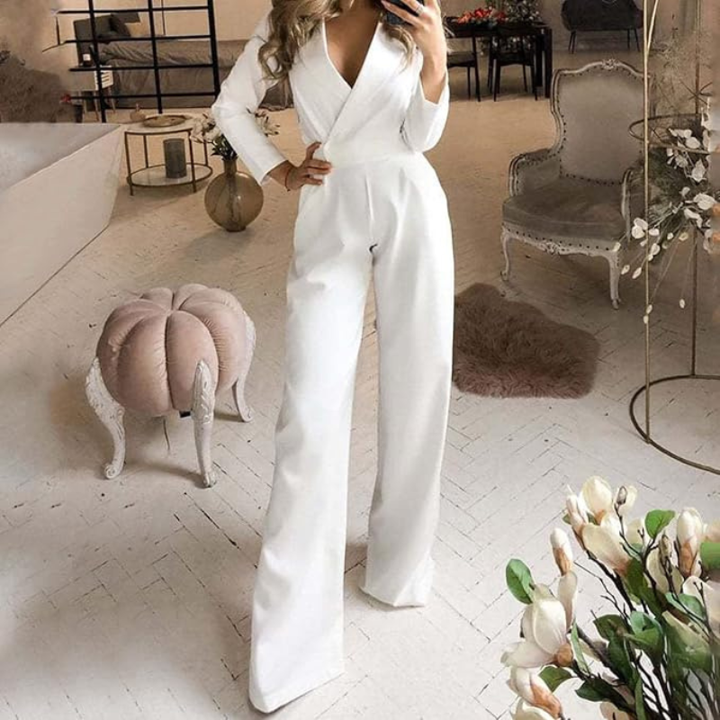 Elegante jumpsuit met wikkelontwerp – Dames