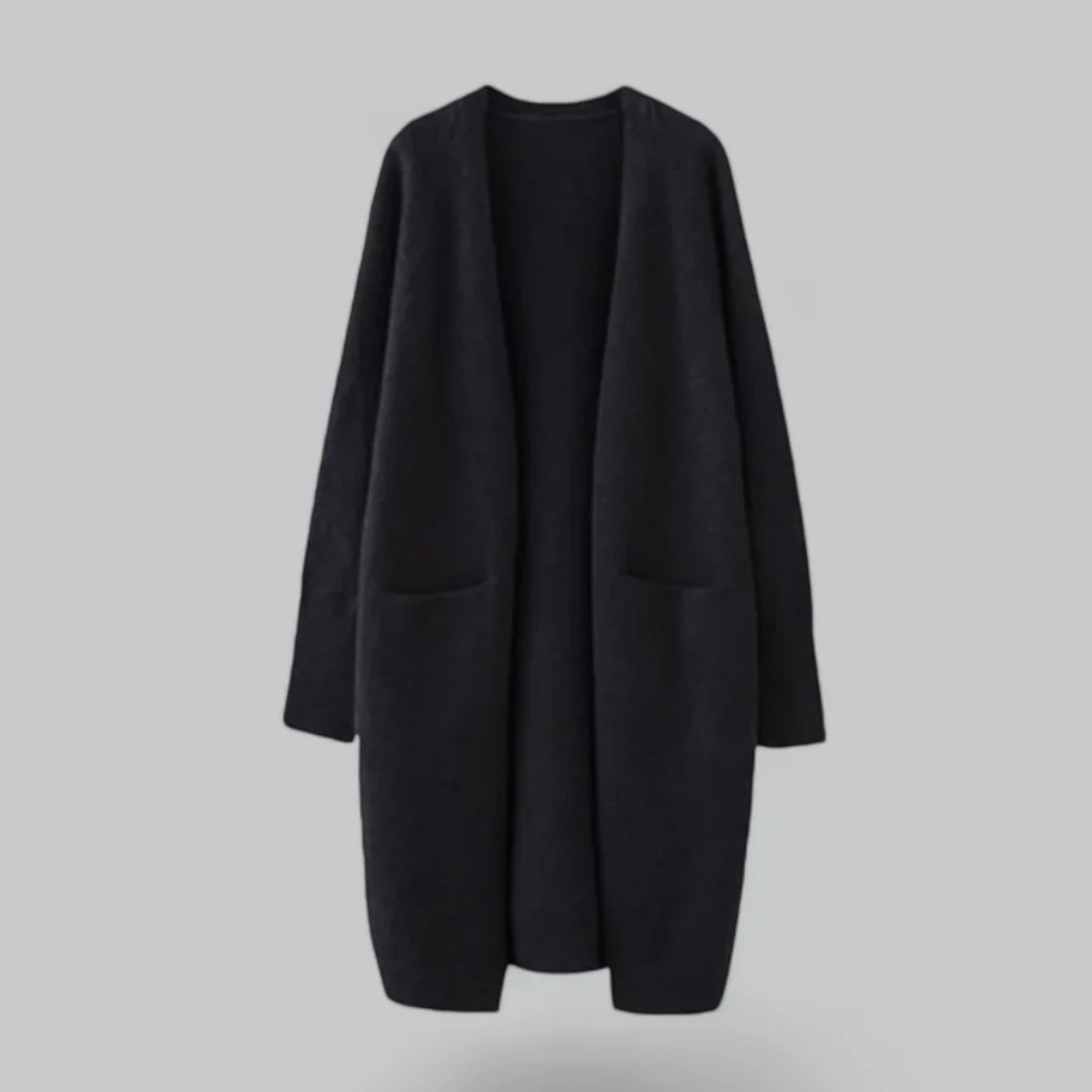 Lange open gebreide cardigan met tijdloos design – Dames