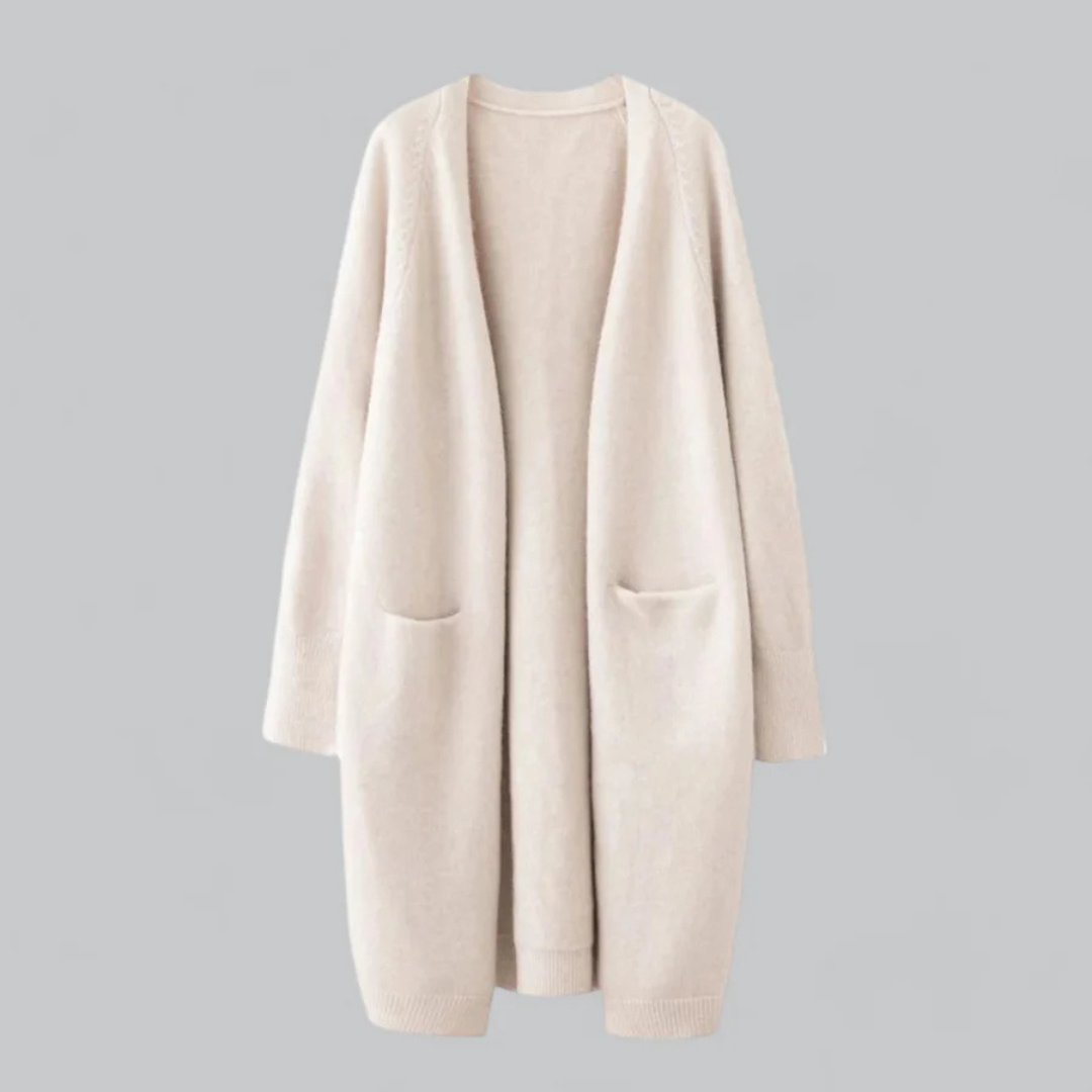 Lange open gebreide cardigan met tijdloos design – Dames