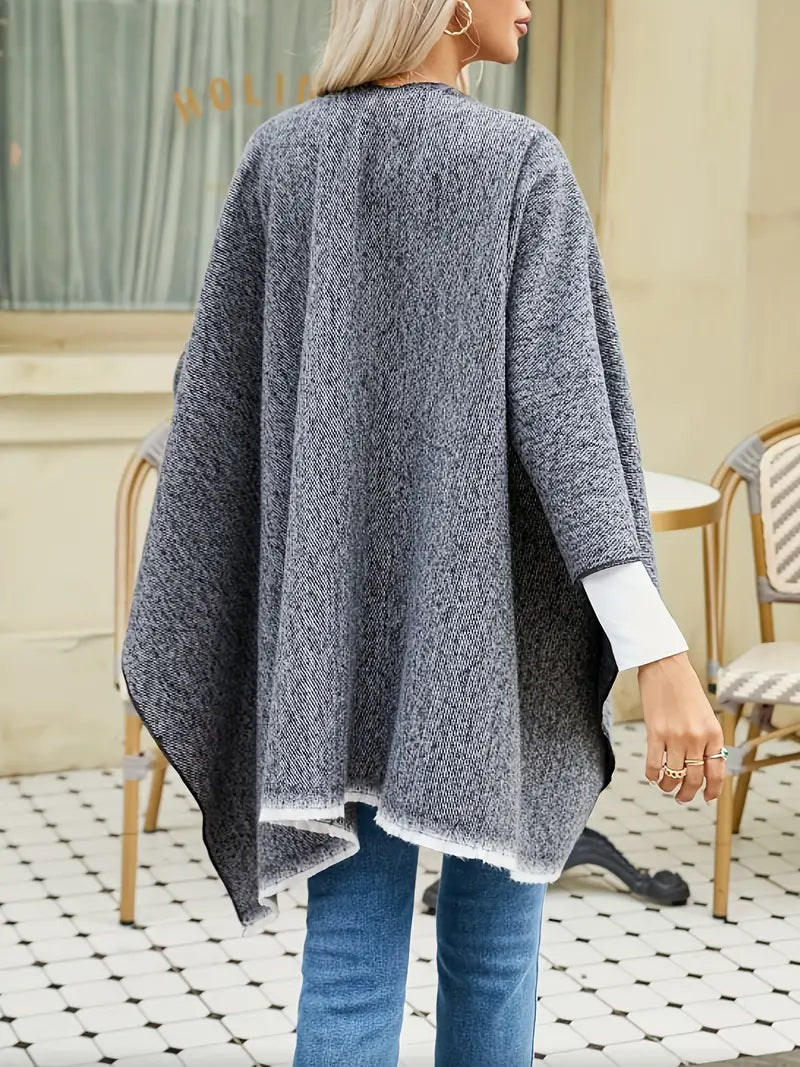 Elegante kasjmier poncho met retro design – Dames