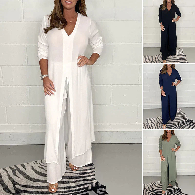 Casual tweedelige set van viscosemix voor de zomer – Dames