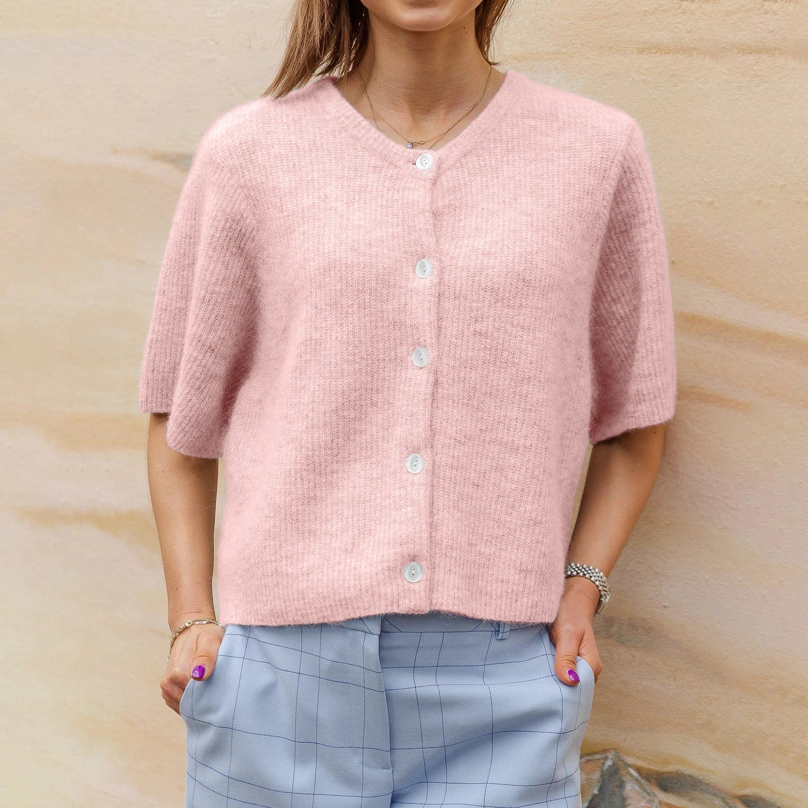 Stijlvol streetwear vest met korte mouwen en ronde hals – Dames