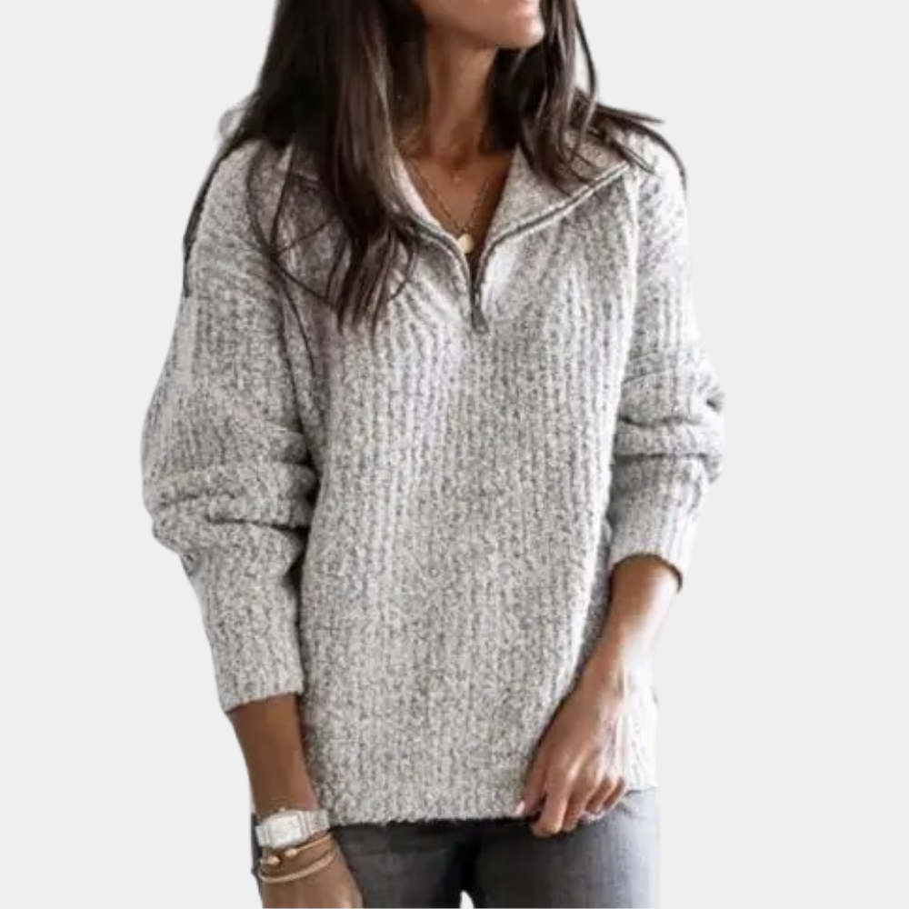 Chique trui met halve rits en minimalistisch design – Dames