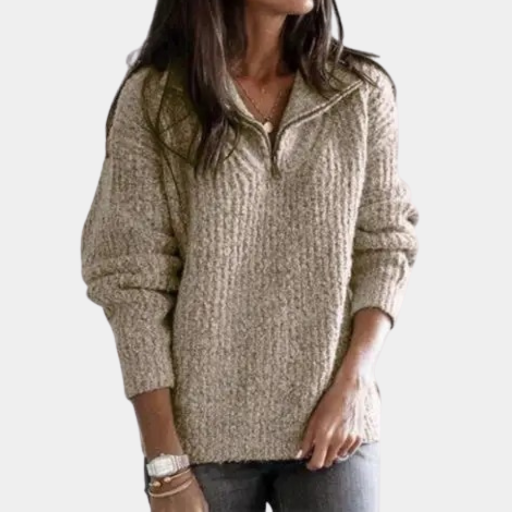Chique trui met halve rits en minimalistisch design – Dames