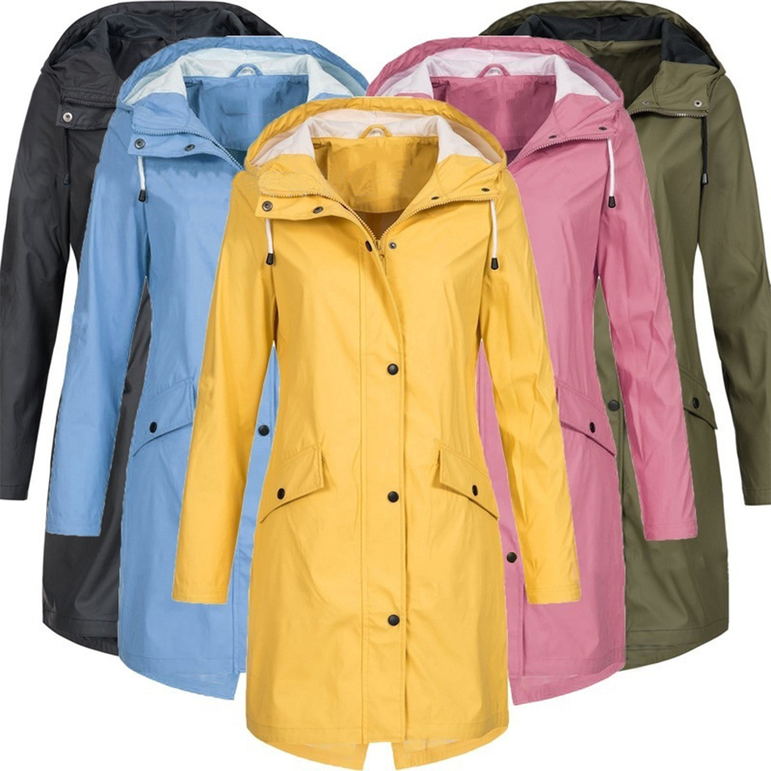 Elegante waterdichte regenjas met capuchon – Dames
