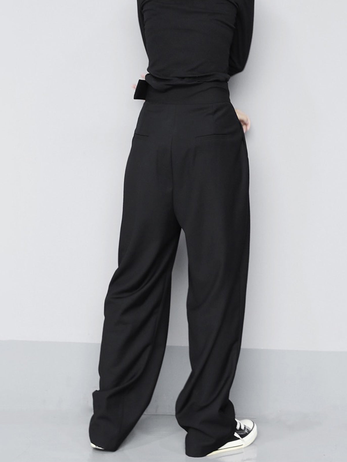 Oversized lange broek van geweven stof met effen design – Dames