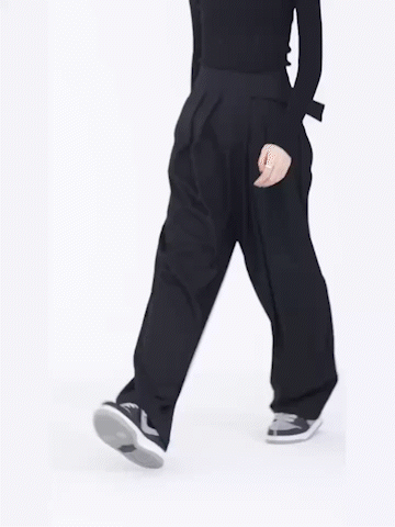 Oversized lange broek van geweven stof met effen design – Dames