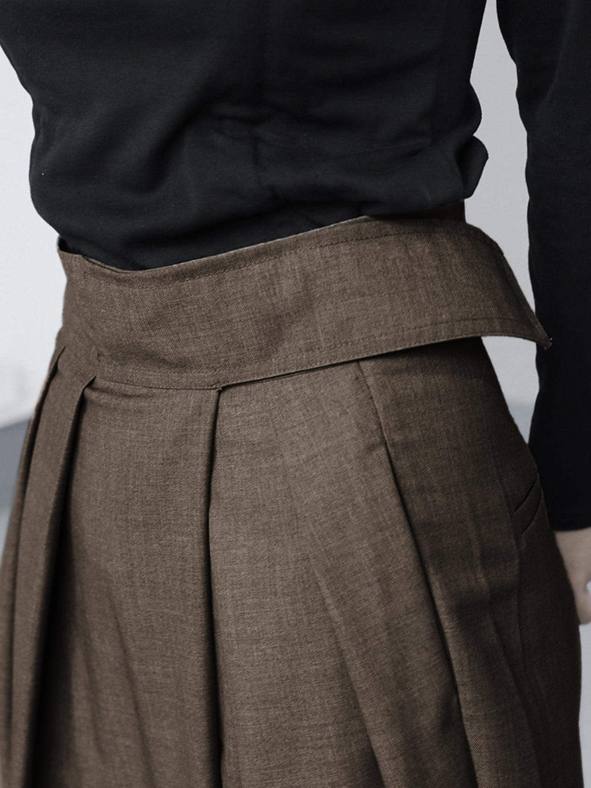 Oversized lange broek van geweven stof met effen design – Dames