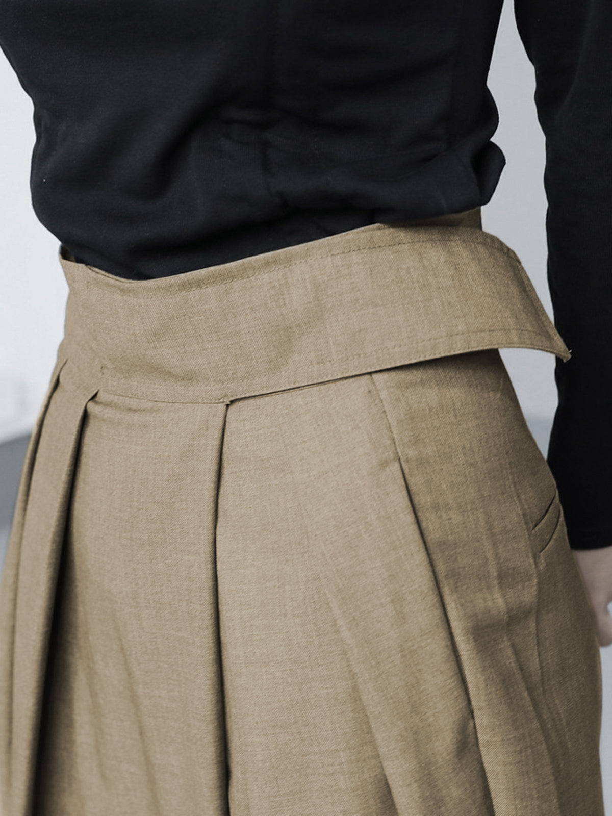 Oversized lange broek van geweven stof met effen design – Dames