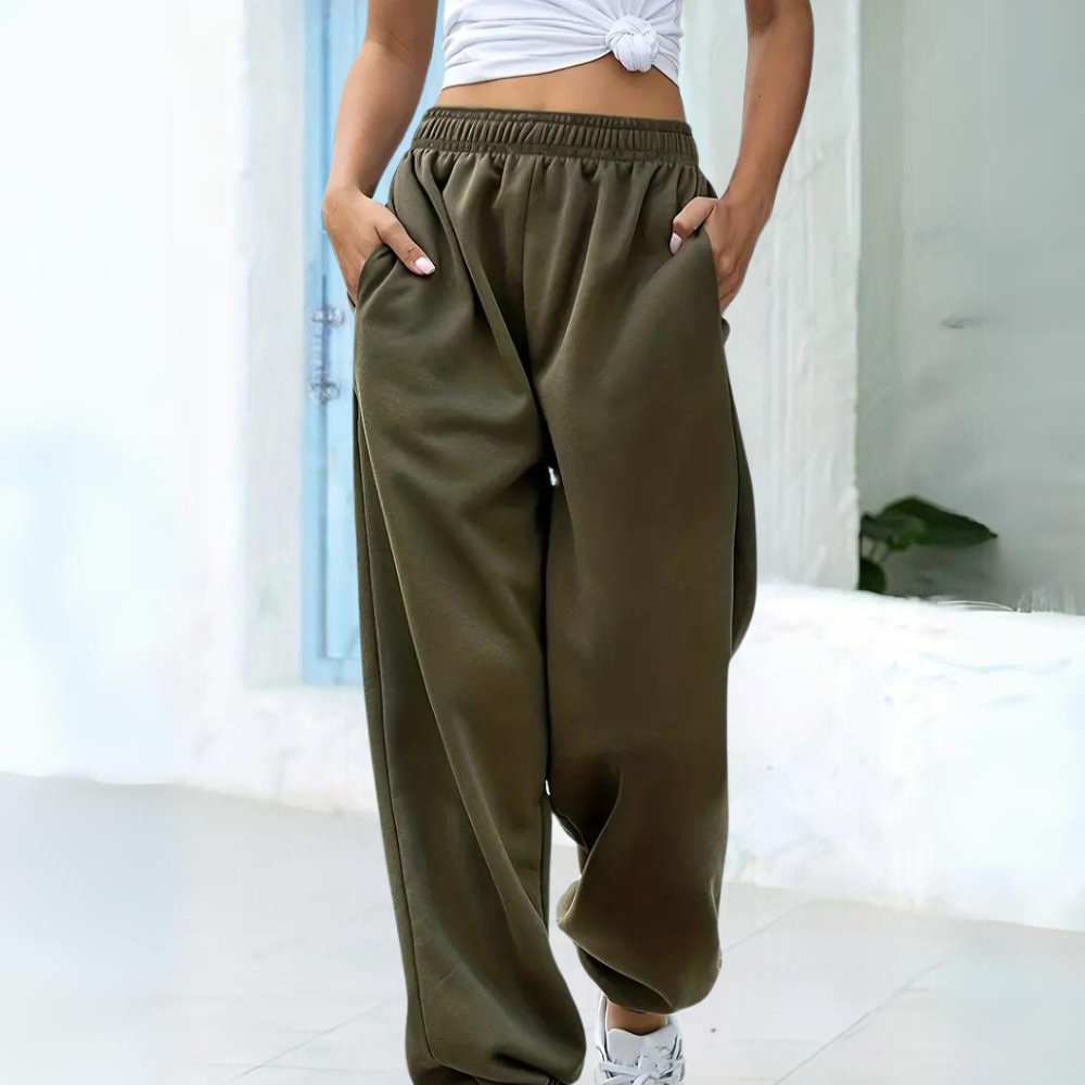 Comfortabele casual joggingbroek met hoge taille – Dames