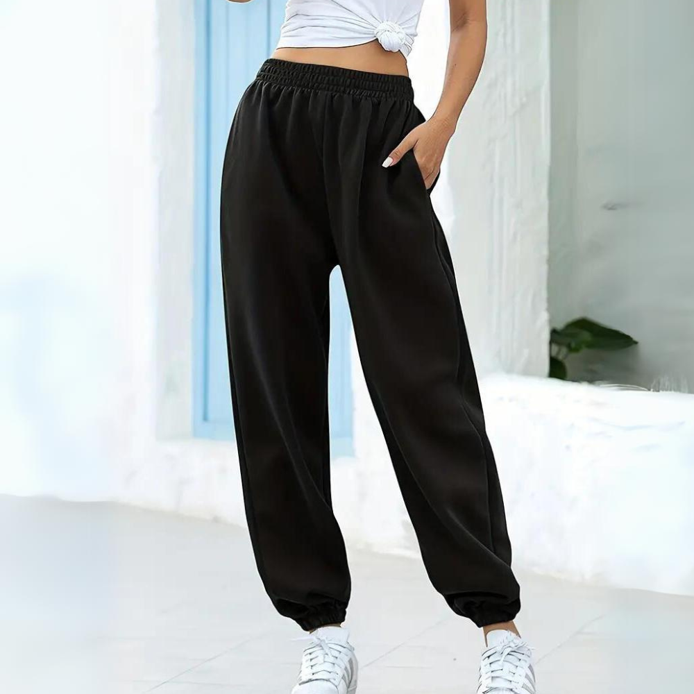 Comfortabele casual joggingbroek met hoge taille – Dames