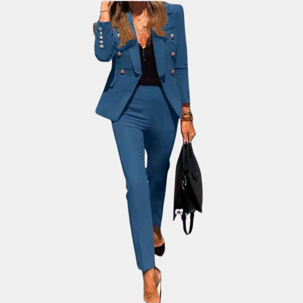 Luxe 2-delige set met getailleerde blazer en broek – Dames