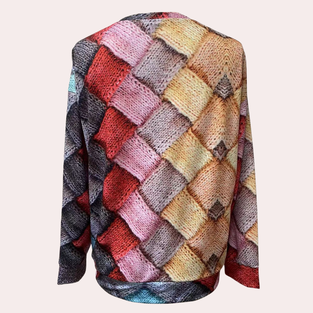 Comfortabele trui met kleurrijke print en zachte stof – Dames