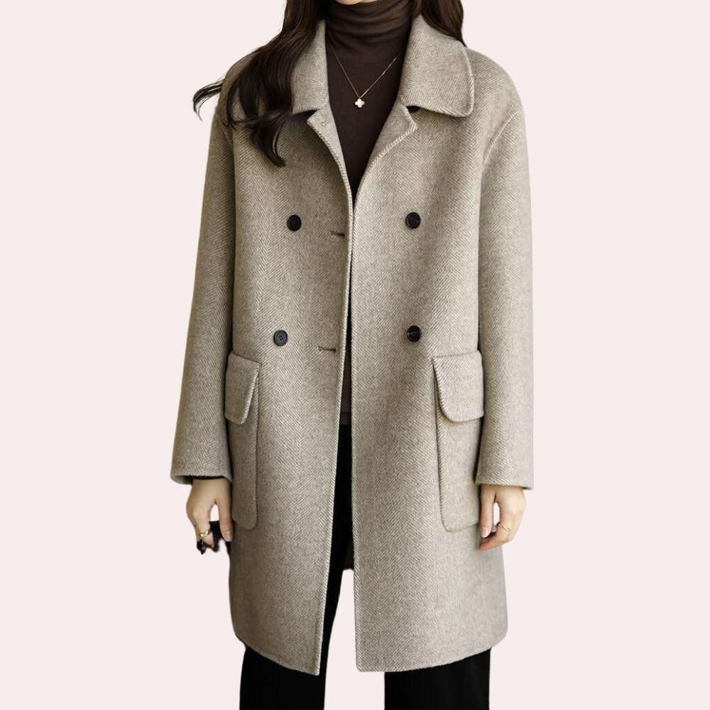 Elegante effen overjas met losse snit – Dames