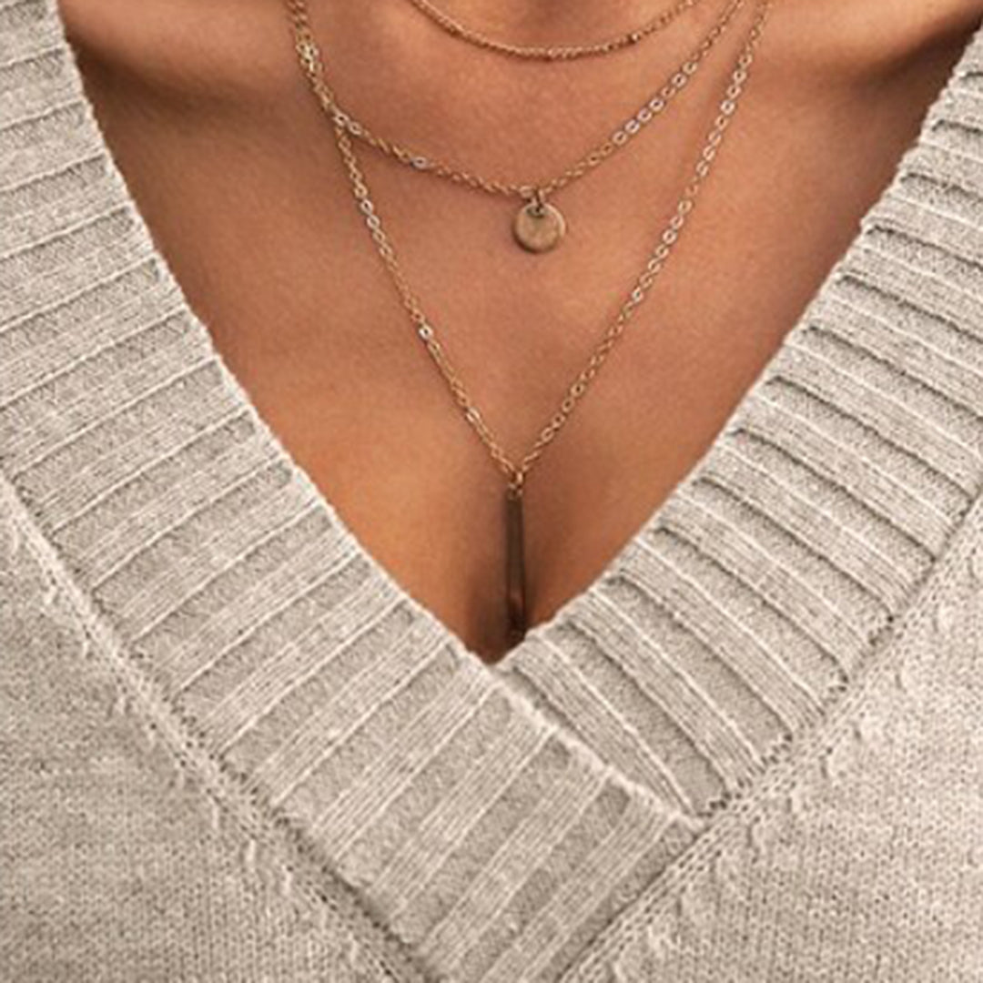 Casual gebreide V-hals trui met relaxte pasvorm – Dames