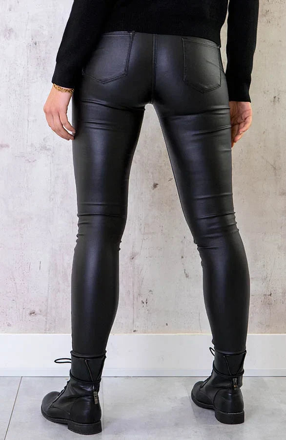 Chique skinny broek van imitatieleren stof – Dames