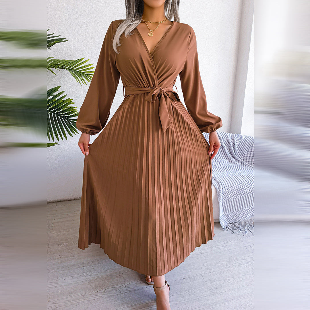 Elegante geplooide jurk met flatterende pasvorm – Dames